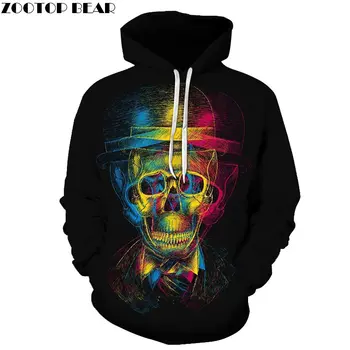 

Colorful Skull Paint Print Sweatshirt Men Hoodie Tracksuits Pullover Spring Hoody Outdoor Hooded Coat Brand Dropship ZOOTOP BEAR