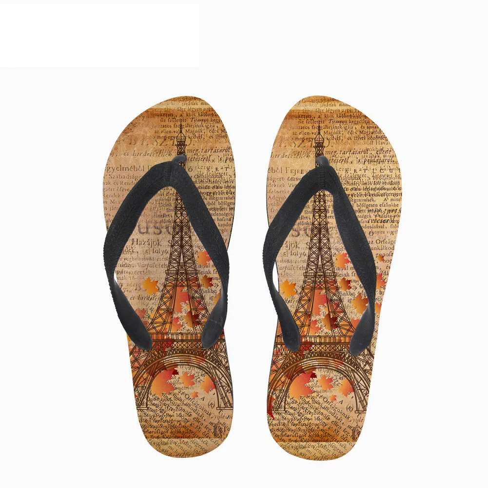 

Sandals Shower Slides Men Outdoor Retro Building Print Flip Flops Fashion Men's Slippers and Sandals Daily Wear