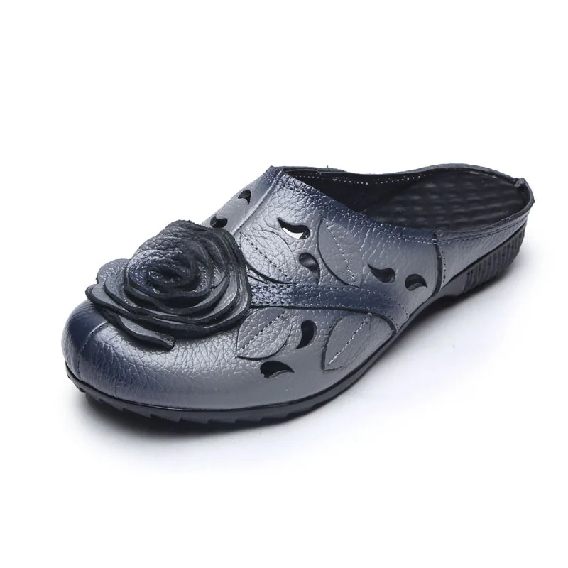

Women Shoes Genuine Leather Slides Women Slippers Designer Flip Flops Luxury Ladies Chinese Slippers Summer Flat Shoes 2019