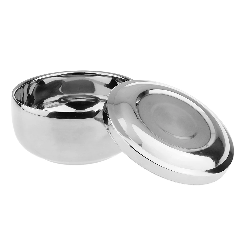 

Men's Durable Shave Soap Cup Shining High Quality Double Layer Alloy Heat Insulation Smooth Shaving Mug Bowl