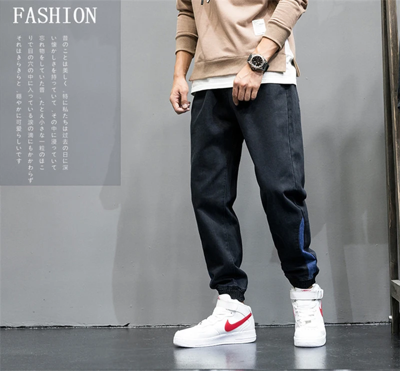 Модные Классические мужские джинсы винтажный дизайн японский стиль свободный крой штаны-карго мужские зимние теплые Jogger джинсы homme EW1831