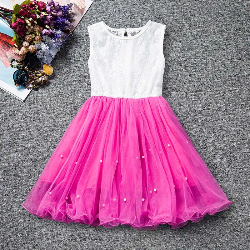 Г. Летнее платье для девочек с вышивкой, кружевное праздничное платье принцессы, Детская одежда Детские платья для девочек, бальное платье с цветочным рисунком, размер От 2 до 7 лет - Цвет: Rose