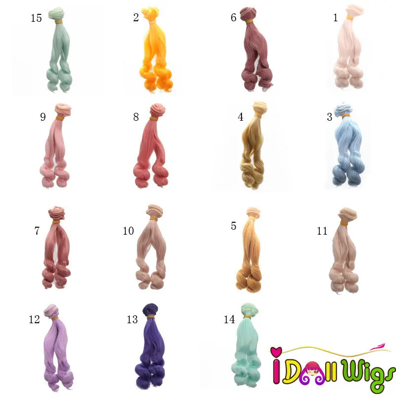 5 шт./лот, 15*100 см высокотемпературные волокна Спиральные бигуди wefts яркие новые цвета для 1/3 1/4 1/6 BJD/SD DIY куклы парики