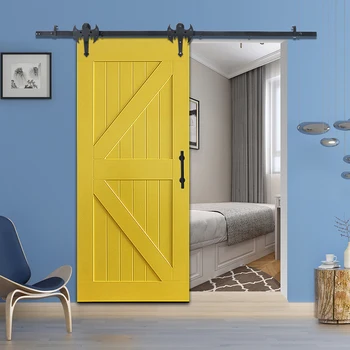 

Sliding Barn Door Hanging Rail American Kitchen Axe Shape Black Full Set of Accessories Roller Track Hardware for Single Door