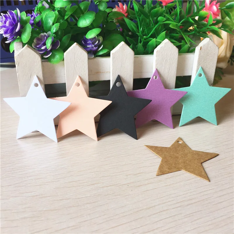 

Multiple Colors Star shape Kraft Paper Hang Tag Blank Handmade For Wedding Party Favor Label Price Gift Souvenir Card 100Pcs/Lot