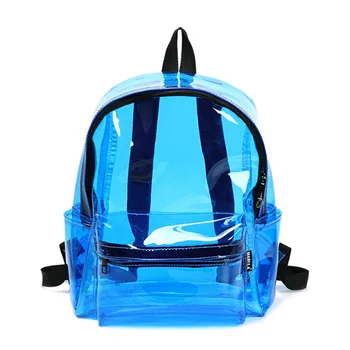 

New Double Shoulder Plastic Transparent Jelly Bag Clear Student Backpack Beach Bag Knapsack Satchel Schoolbag