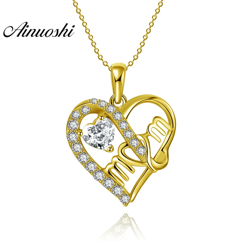 

AINUOSHI 10K Solid Yellow Gold Pendant Heart Pendant SONA Diamond Women Gold Jewelry Mother's Day Gifts 2.1g Separate Pendant