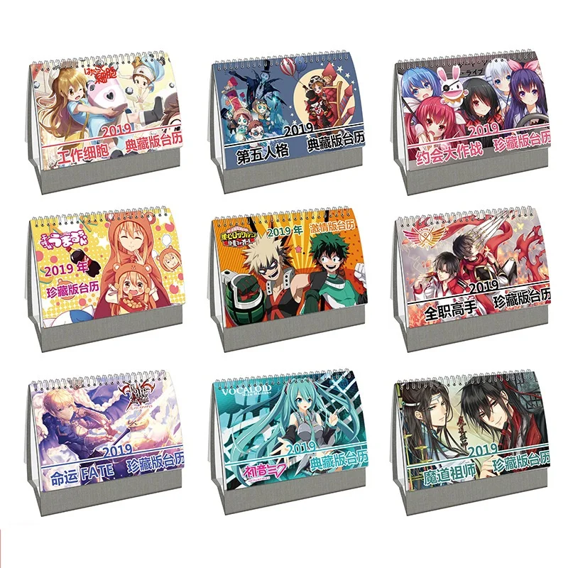 

2019 Creative Anime Comic Series Desk Calendar DIY Cartoon Table Calendars Daily Schedule Planner 2019.01~2019.12