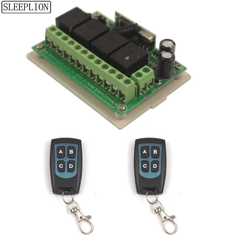 DC 12V 4CH Wireless RF Remote Control Light Switch 10A Relay Output Radio Receiver Module Transmitter Universal Switch (2)