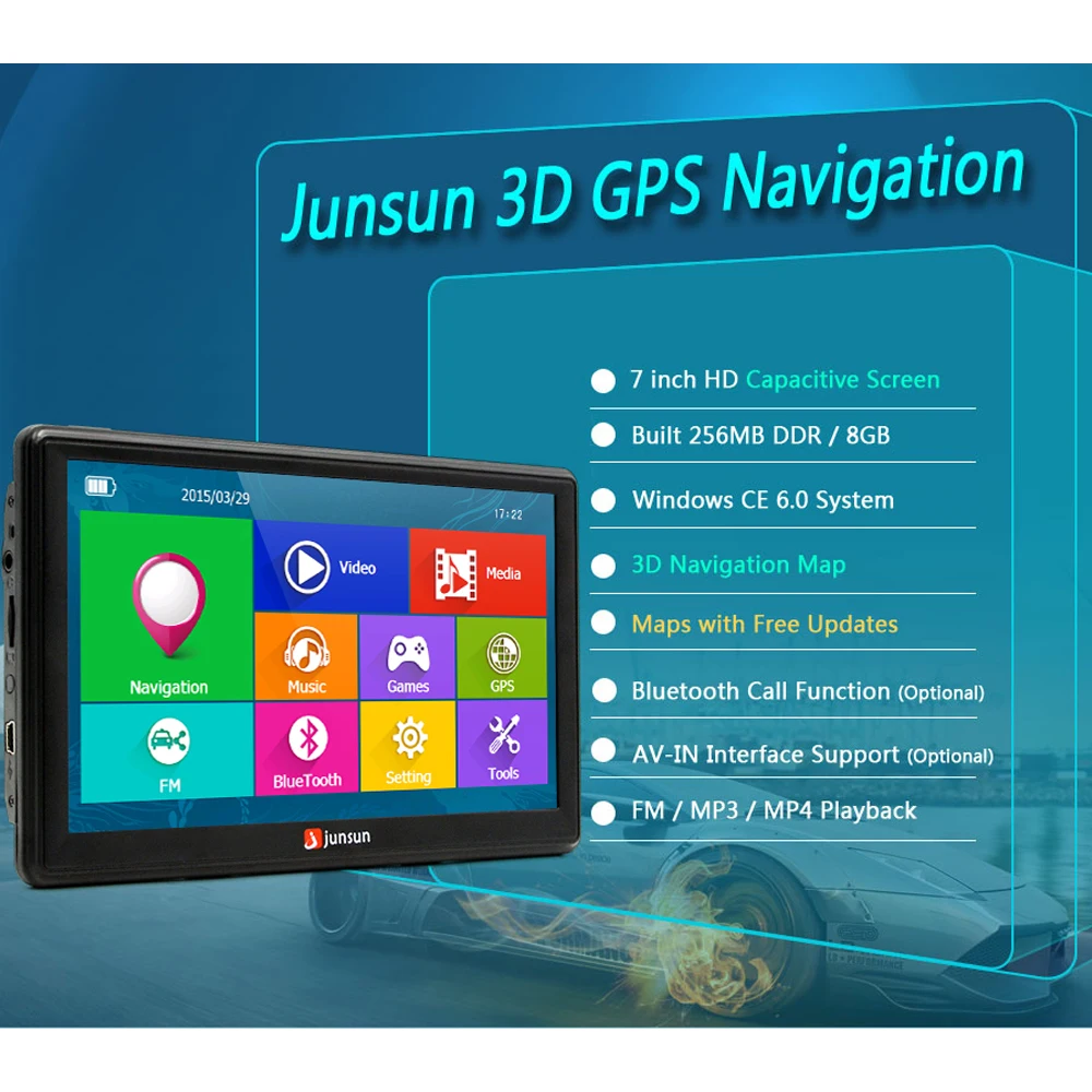 Купить junsun 7 дюймов с GPS-навигации FM-радио МР3/МР4 игроков ...