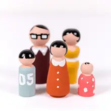Семья колышки для кукол деревянные неокрашенные DIY Декор Свадебный торт Топпер украшение дома, детские игрушки, поделки 5 шт./компл