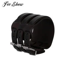 Кофейная Мужская мода панк искусственная кожа Регулируемый Широкий тройной ремешок манжета обертывание рукавицы браслет Пряжка крепление на Руку Броня манжета