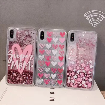 

10pcs/lot Twinkle Stars Hearts XR XSMAX Glitters Phone Case Quicksand Back Cover For iPhone8plus 6S/7P Skinny Phone Protection