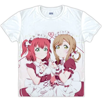 

Anime Love Live Sunshine Aqours T-shirt Short Sleeve Clothes Unisex White Tee Top Shirt Summer Polyester DIY Custom Tshirt