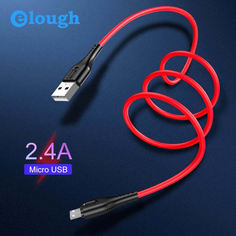 Elough Micro USB кабель для Xiaomi Redmi Note 7 2.4A Быстрая зарядка USB кабель для samsung S9 S8 плюс эластичный зарядки шнур