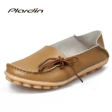 Llegan nuevos Pisos Mujeres Four Seasons Casual Moda Mujer Zapatos de las mujeres Talón Plano Suela Músculo de la Vaca Zapatos de Cuero Genuinos Planos