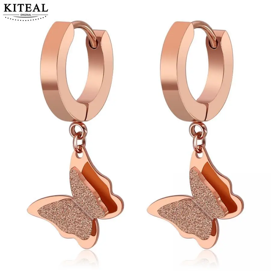 KITEAL хит продаж Золотые женские серьги розового золота из нержавеющей стали