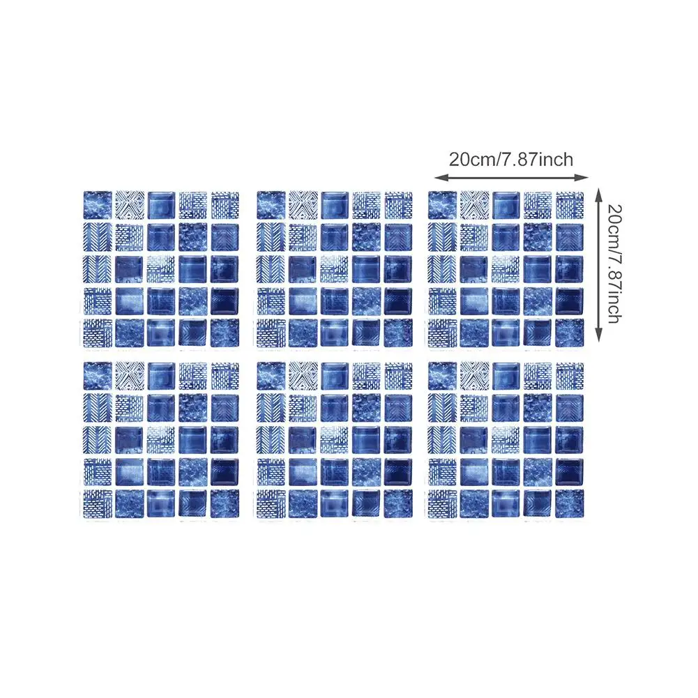 6pcs 3d three-dimensional mosaic tile stickers waterproof and oil-proof bathroom kitchen home self-adhesive wall stickers