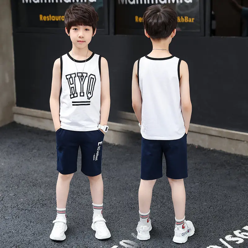 2pcs Set Toddler boy summer Cotton Sport Clothes Child's Basketball Uniform Baby Kids boys clothes set outfit set infantil