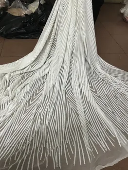 

embroidered lace fabric with sequins latest design for wedding dress DiuDiu-61010 african net lace fabric 5yard/lot