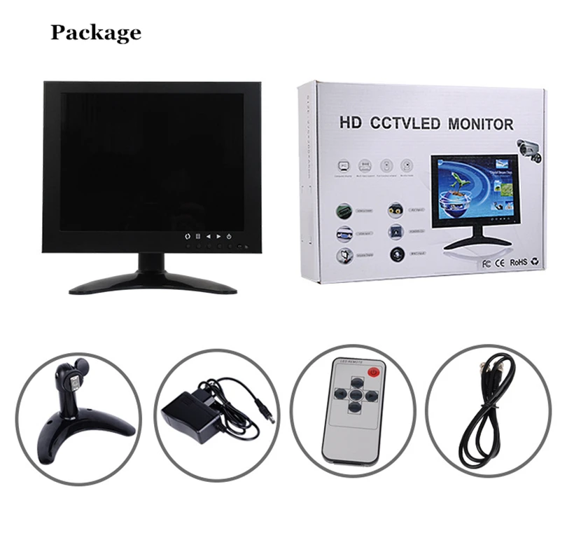 Wearson 8 Inch Metal LCD Monitor Quad BNC VGA AV Input 43 HD With Bracket With VESA Hole for PC CCTV Medical Home Security etc (6)