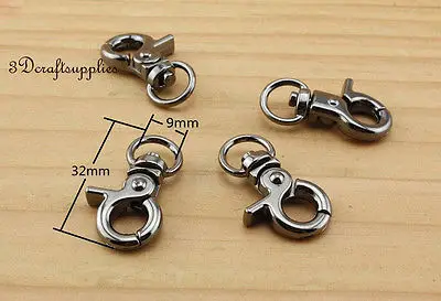 

Lobster Clasps Clips Claw purse hooks Swivel snap hook gunmetal 9 mm 12pcs K139