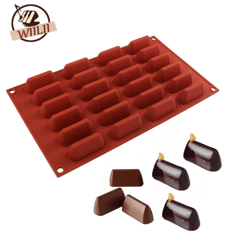 

WIILII 1 Pc Silicone 24 Cavities Rectangle Hill Shaped Chocolate Mold For Cupcake Dessert Mini Truffle Cake Decorating Tools