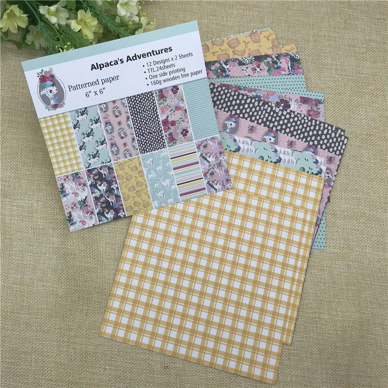

6"X6"AlpacaS Adventures patterned paper Scrapbooking paper pack handmade craft paper craft Background pad