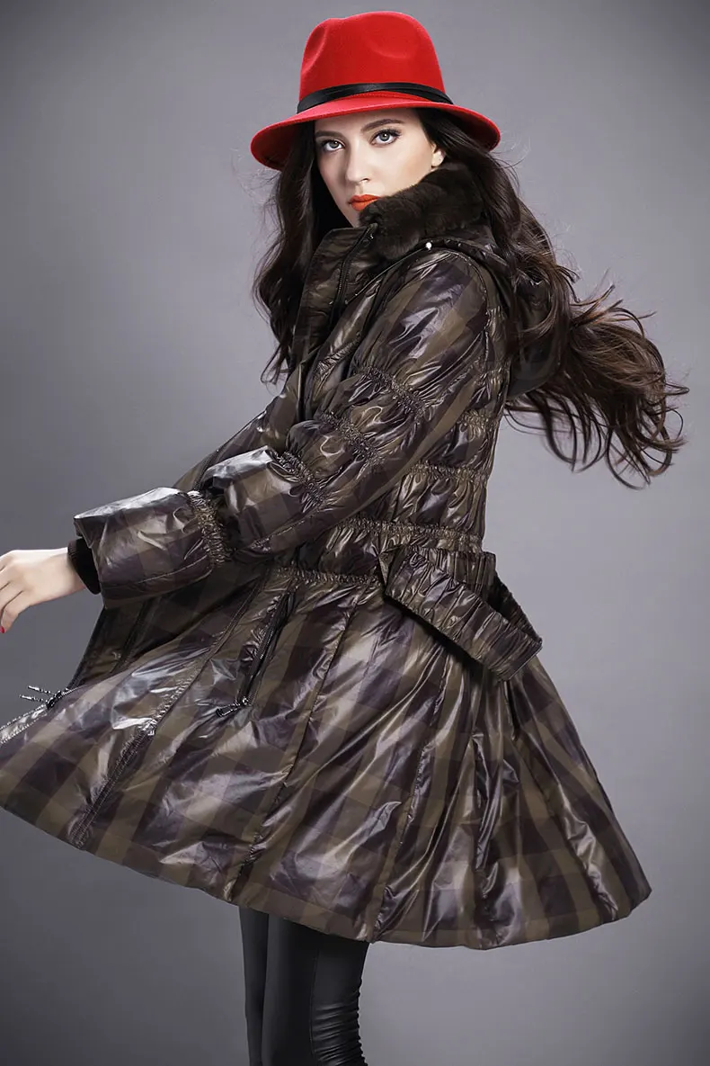 Women Bright Winter Coat Adjustable Waist Long Jackets Female 2018 New Padded Plaid Coats Hooded Autumn Warm Jacket AS037 (3)
