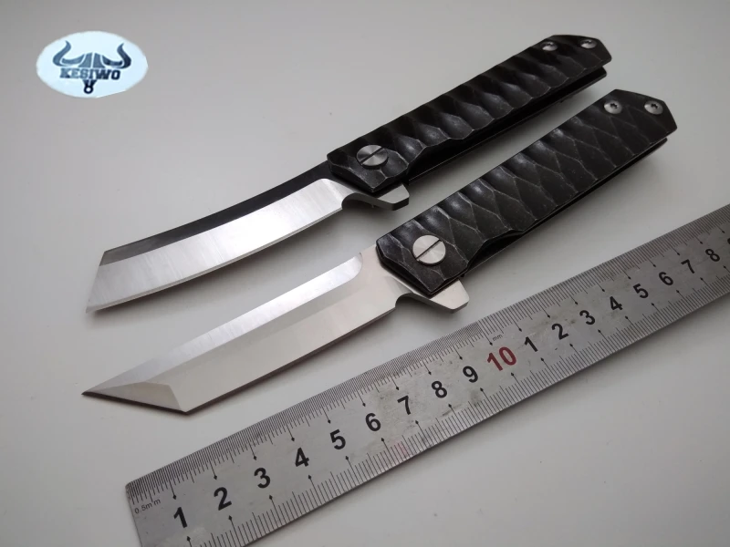 Продажа KESIWO тактический складной нож D2 Дамаск лезвие ЧПУ сталь titanium ручка Флиппер Открытый Отдых Карманные Ножи EDC нож