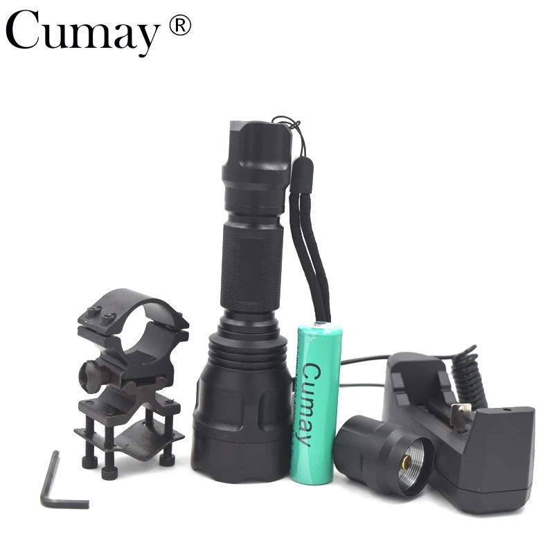 

Cumay New C8 Tactical LED Flashlight 18650 XML T6 Powerful Flash light Portable Torch light Lamp linterna led Hunting Light Camp