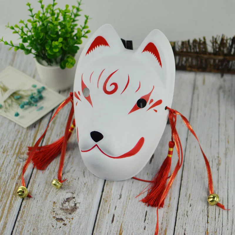 Full Face Hand-Painted Naruto Hatake Kakashi Anbu Red Japanese Kitsune Cosplay Fox Masks Halloween Cartoon Character Costumes