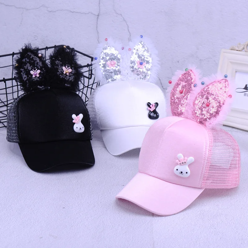 New Summer Children Sun Hat Baseball Caps for Baby Girls Cute Bunny