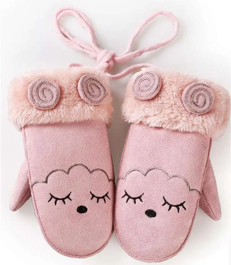 Новинка года; зимние детские перчатки; плотные теплые детские перчатки с милым рисунком; зимняя одежда для маленьких девочек; детские варежки для девочек - Цвет: smile pink