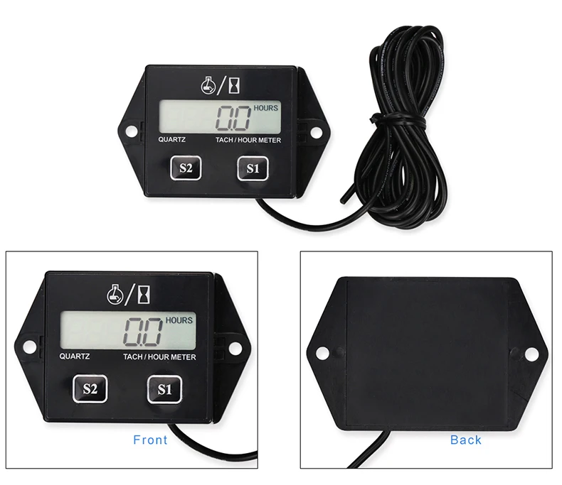 Waterproof Hour Meter Tachometer 2 4 Stroke Small Engine Spark For Boat