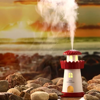 

USB Powered Fantasy Atmosphere Night Light Creative Lighthouse Mini Air Humidifier For Home Office Air Purification