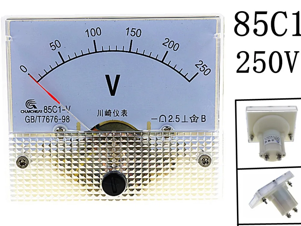 Аналоговый Панель Вольт вольтметр Калибр 85C1 0-250 В DC белый