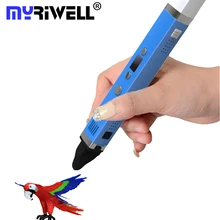 2017 MYRIWELL 3D Ручка 3-я Генерация СВЕТОДИОДНЫЙ Экран 5V2A USB Данных линии Caneta 3D Ручки 1.75 мм ABS/ПЛА Творческой Ручка 3D Живопись Pen