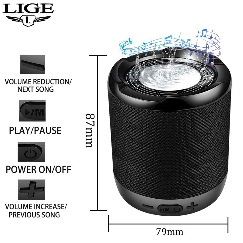 Новинка 2020 портативная Bluetooth Колонка LIGE звуковая система 10 Вт стерео