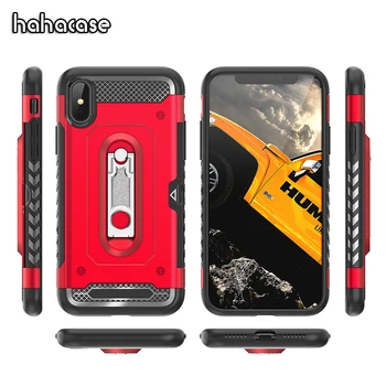 

50pcs Armor Hybrid Heavy Duty TPU+PC Kickstand Case For iPhone XS Max XR X 8 7 6 6S Plus Rugged Shockproof With Card Slot Case