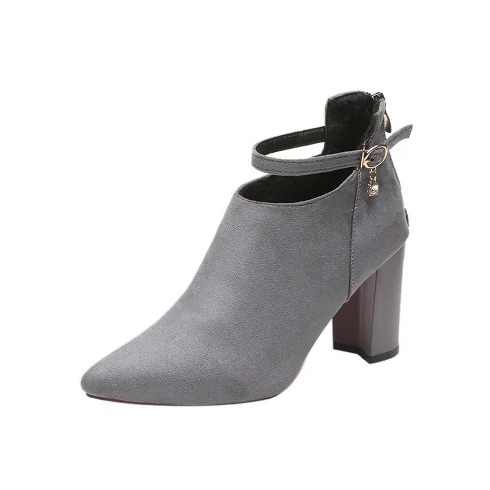 

SAGACE Shoes Women 2019 fashion Buckle Party Suede Strappy Thick High Heels Matting Sandals Classic Shoes high heels boots women