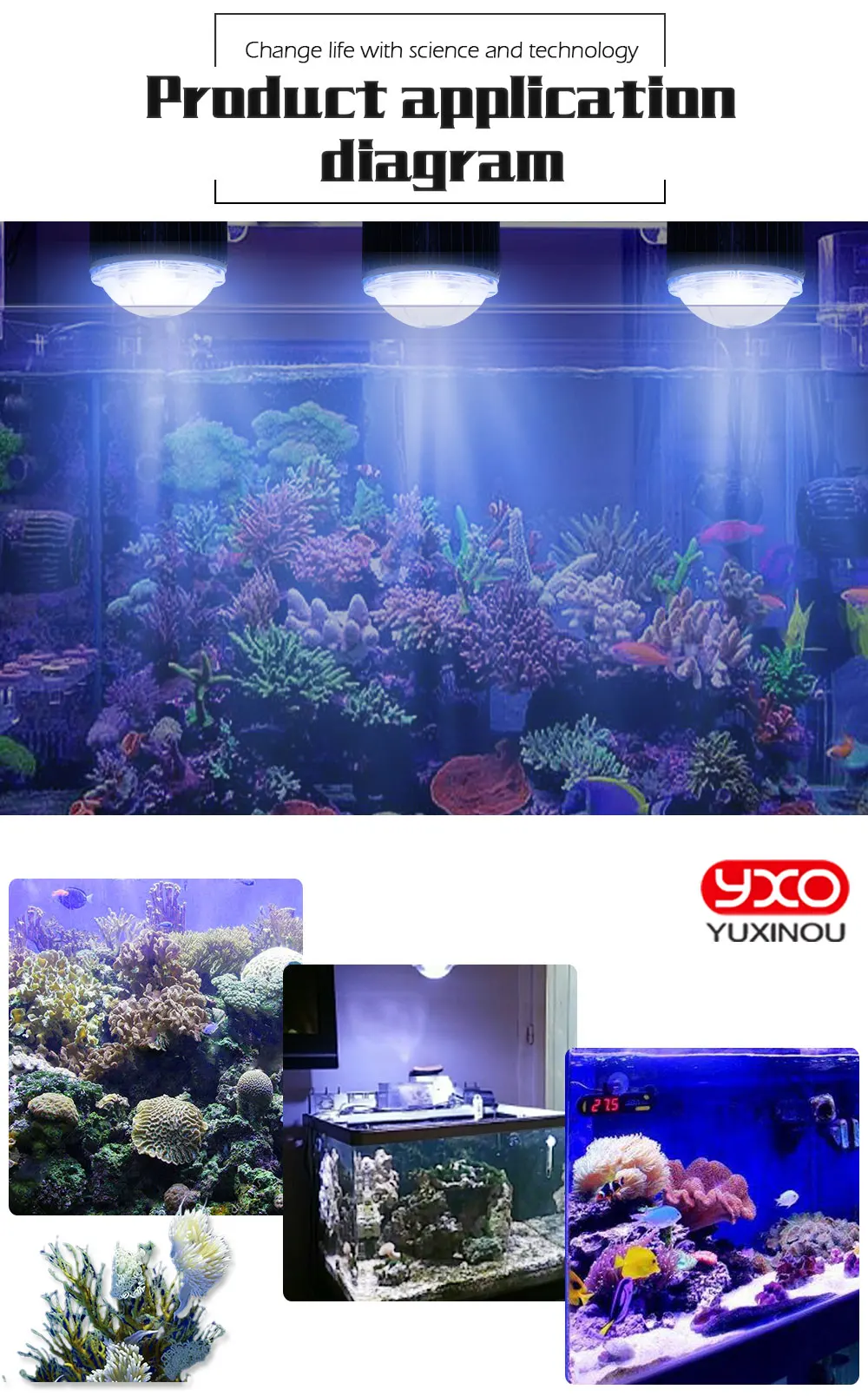 1 шт. 100 Вт E27 аквариумный многокристальный светодиодный светильник полный спектр Подвеска для морских рифов, кораллов, рифов, аквариумов