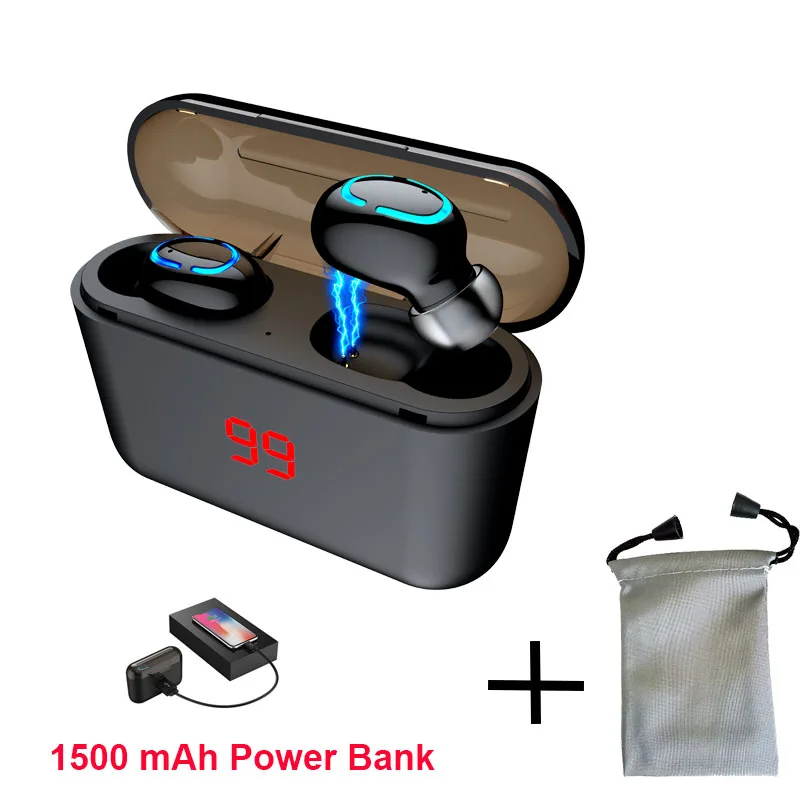 

True Bluetooth 5.0 Earphone HBQ TWS Wireless Headphones Sport Hands free Earbuds 3D Stereo Gaming Headset With Mic Charging Box