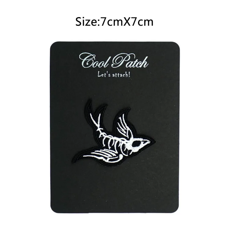 

Swallow X-Ray Skeleton Music Band Metal Rock Punk retro sew applique iron on patch Biker Vest Patch Halloween