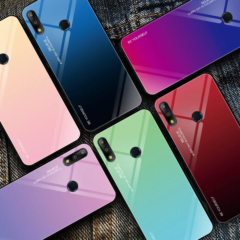 Fashion Gradient Tempered Glass TPU Bumper Phone Cases For Asus Zenfone Max M2 Pro ZB631KL M1 ZB602KL ZB601KL ZB633KL Capa |