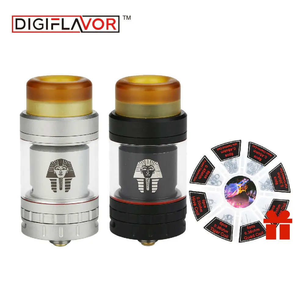 

Original Digiflavor Pharaoh Mini RTA Tank with Free Coil 2ml Tank Extend to 5ml Tank with 510/810 Drip Tip Vape Tank vs Zeus RTA