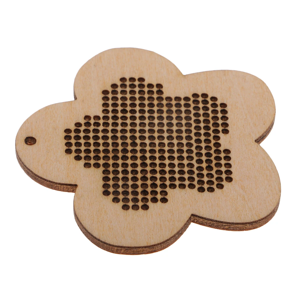 1 Pack Wood Flower Shape Small Circle Blanks Pendant Charms for Embroidery Counted Cross Stitch Kit ,DIY Jewelry Making Findings