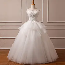 Настоящая фотография 2019 Элегантные Роскошные кружево свадебное платье Милая винтаж плюс размеры Бальные платья Vestido De Noiva