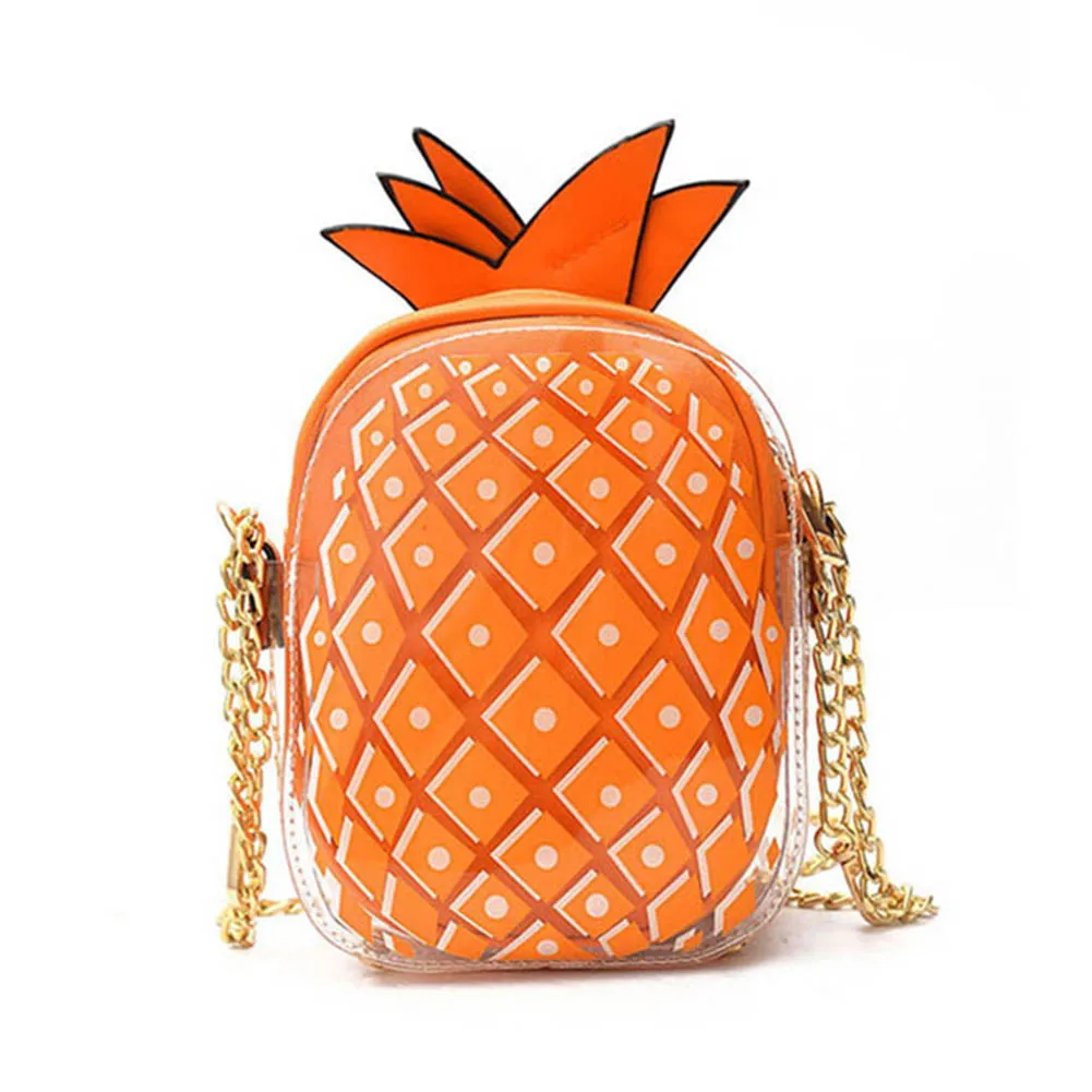 Cute Women PU Leather Cute Handbag Lovely Pineapple Girls Mini Messenger Shoulder Bag With Chain