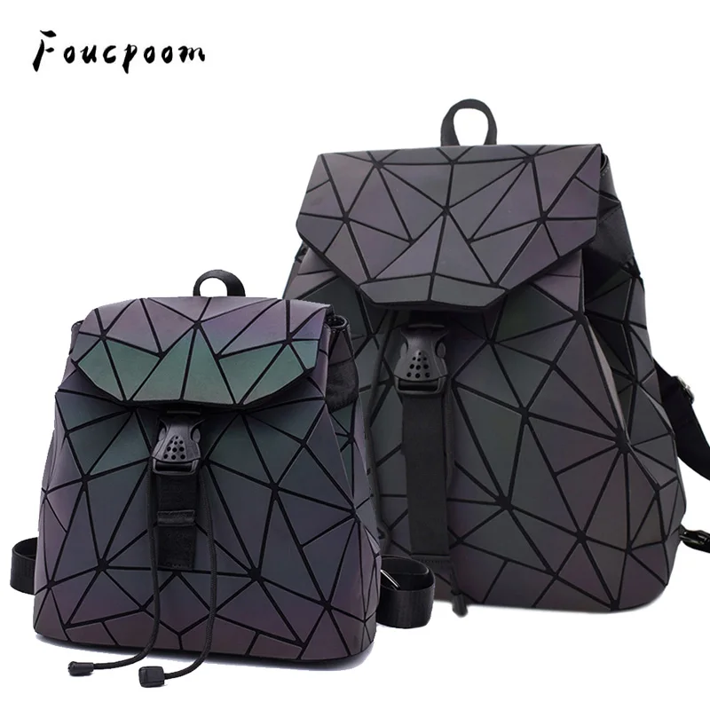  Fashion Women Luminous Backpacks Female Shoulder Bag Girl Daily Backpack Geometry School Folding Ba - 32977839935